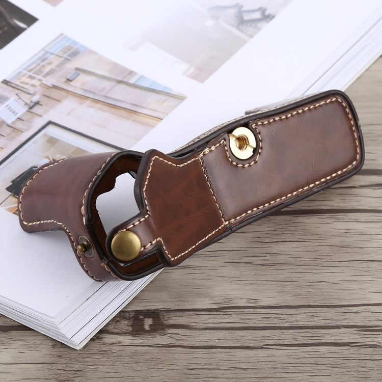 1/4 inch Thread PU Leather Camera Half Case Base for Olympus EM5 / EM5 Mark II (Coffee) by bashfashion