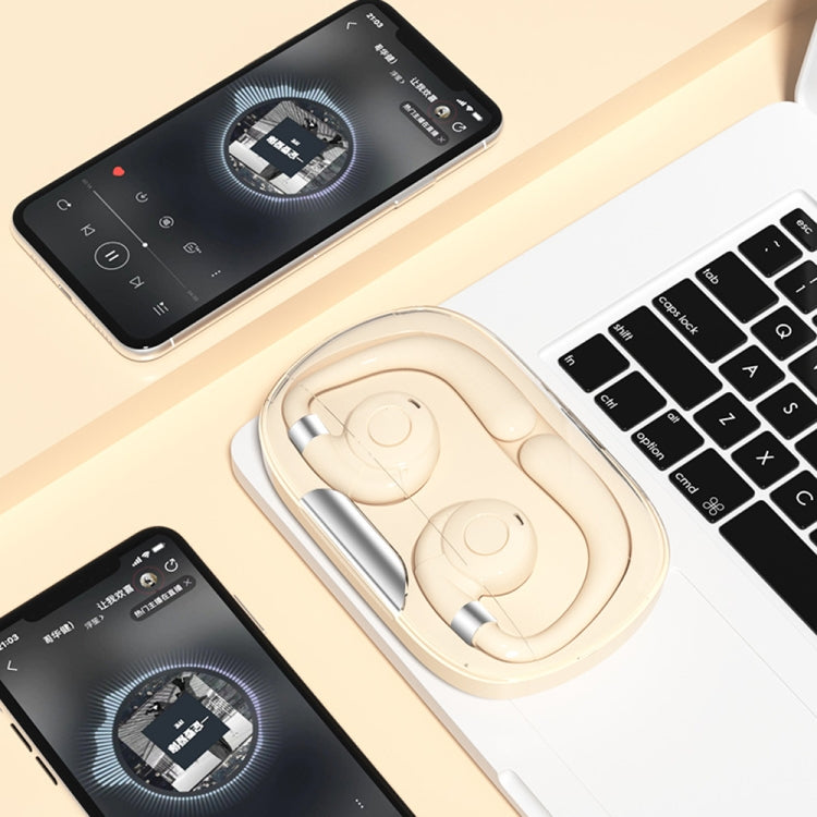 HF02 Ear Clip Bone Conduction TWS Noise Reduction Bluetooth Earphone(White) by bashfashion