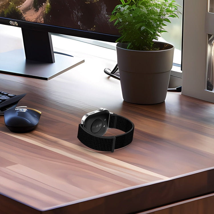 For Huawei Watch Fit3 Nylon Loop Hook and Loop Fastener Watch Band(Official Black) by bashfashion