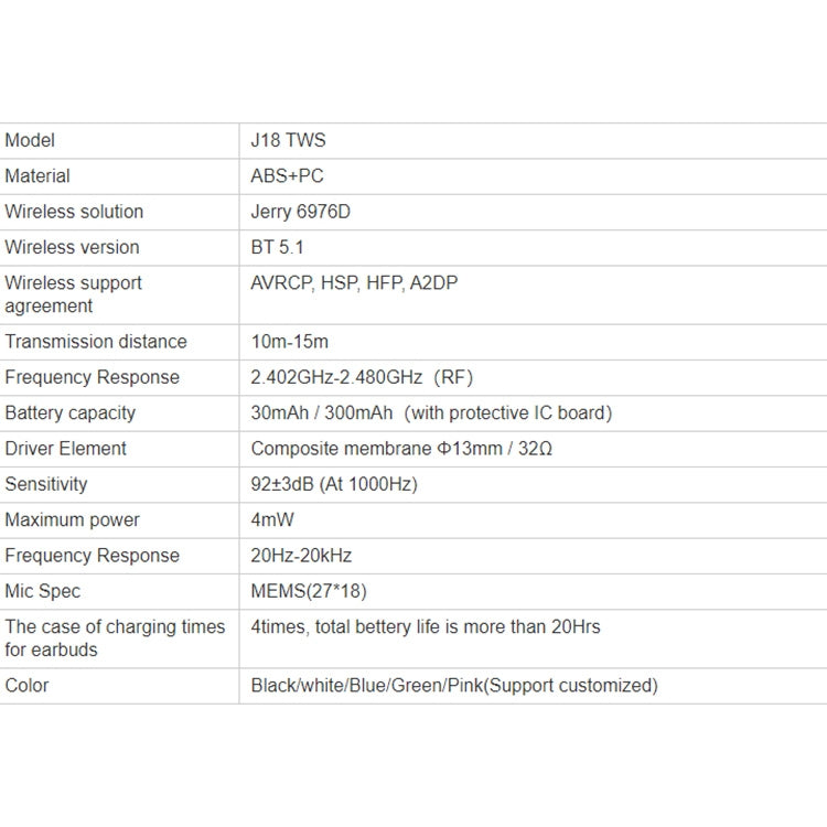 T&G J18 Bluetooth 5.1 TWS Wireless Binaural Bluetooth Earphone with Charging Box (White) by T&G