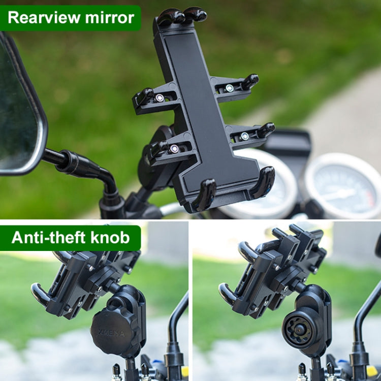 Tilt Rearview Mirror Screw Hole Ball-Head Motorcycle Multi-function Eight-jaw Aluminum Phone Navigation Holder Bracket with Anti-theft Knobs by bashfashion