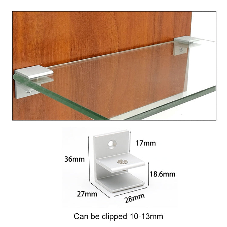 10 PCS F-type Aluminum Alloy Glass Combination Clamp Cabinet Partition Fixing Clip, Size: S, Cliped 10-13mm by bashfashion