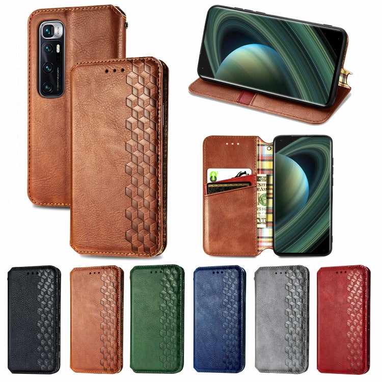 For Xiaomi Mi 10 Ultra Cubic Grid Pressed Horizontal Flip Magnetic PU Leather Case with Holder & Card Slots & Wallet(Brown) by bashfashion