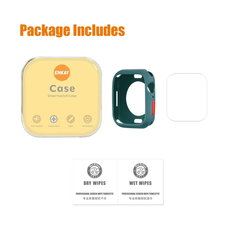 ENKAY TPU Case + Full Coverage PET Screen Protector For Apple Watch Series 9 / 8 / 7 41mm(White) by ENKAY