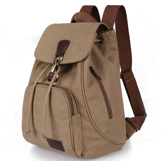 Women Canvas Student Laptop Bag Backpack(Khaki) by bashfashion