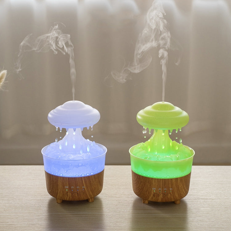 V50 Desktop Colorful Night Light Humidifier Wood Grain Water Drop Aroma Diffuser, Spec: US Plug(White) by bashfashion