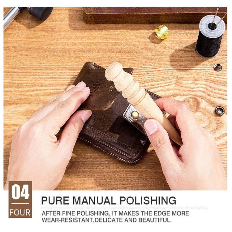 BUFF CAPTAIN 231 First Layer Cowhide Zipper Wallet Horizontal Leather Multiple-Card Thicken Album Wallet(Yellow Brown) by BUFF CAPTAIN