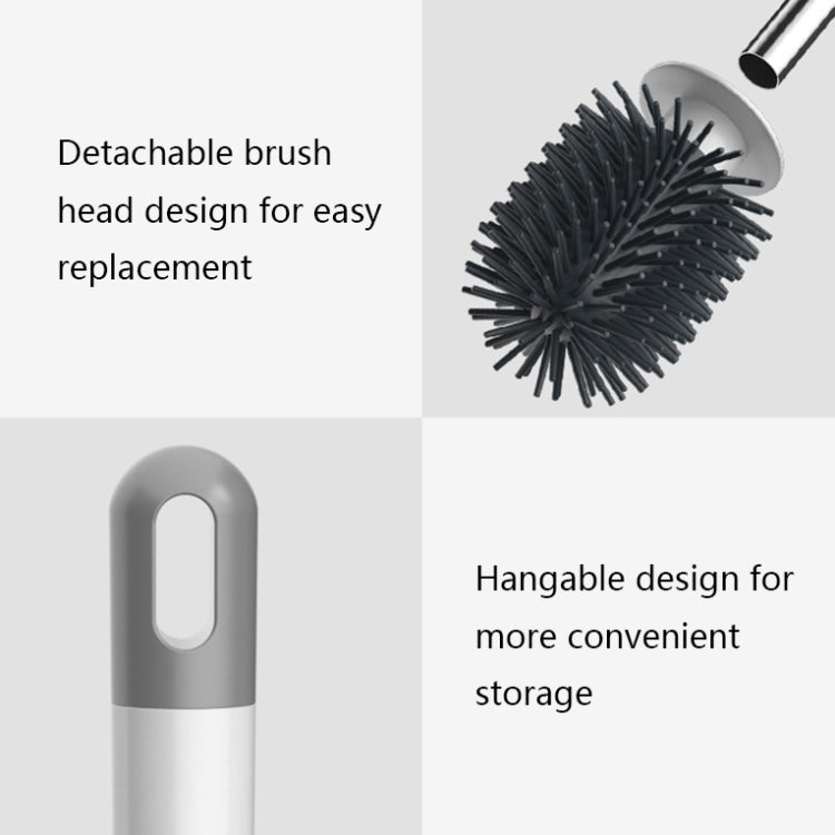 TPR Soft Glue Long-handle Toilet Brush with Base, Spec: Wall-mounted Type by bashfashion