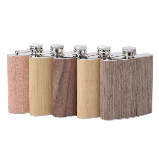 6oz Wood Leather Hip Flask Stainless Steel Whiskey Wine Alcohol Flagon(Style 3) by bashfashion