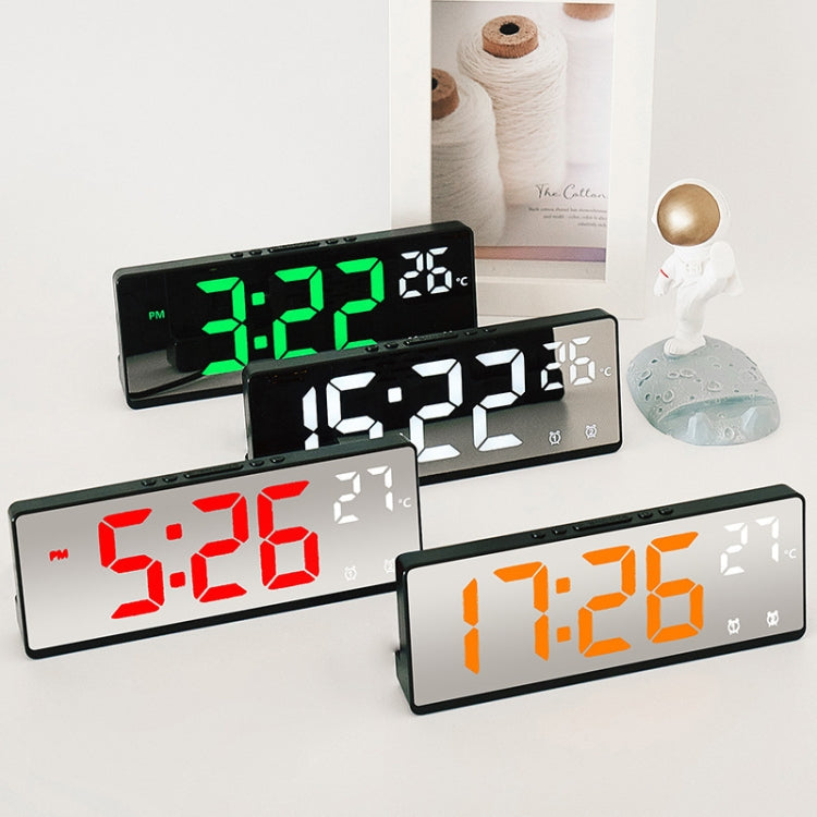 6631 LED Digital Display Multifunctional Electronic Clock Desktop Temperature Mirror Alarm Clock(Orange Light) by bashfashion