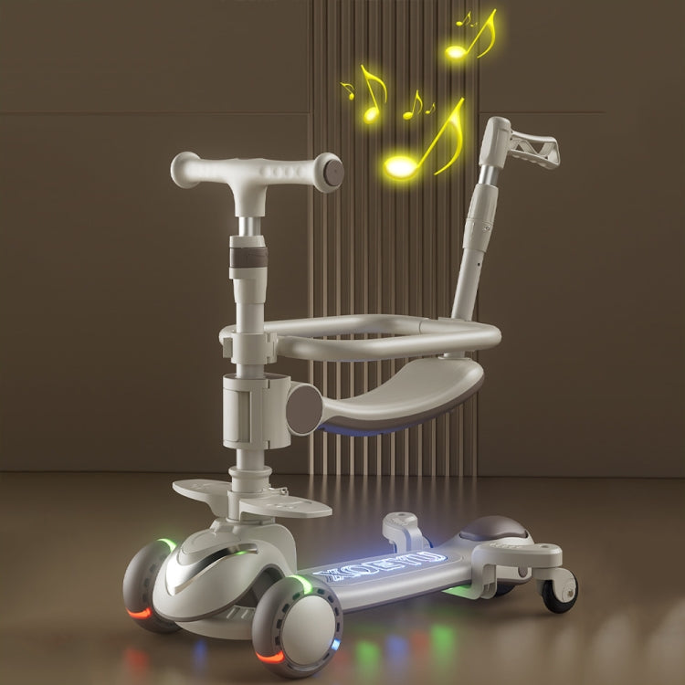 XOEYU K8 Multifunctional Adjustable Folding Children Scooter with Music and Lights, Color: 3-in-1 Blue by XOEYU