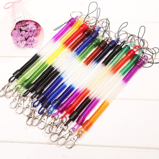 5pcs Spring Key Rope Plastic Keychain Environmentally Friendly Elastic Chain(Colorful Random Delivery) by bashfashion