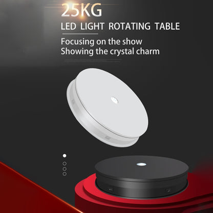 30cm Electric Rotating Turntable Display Stand LED Light Video Shooting Props Turntable, Power Plug:220V EU Plug(Black) by bashfashion
