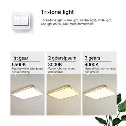 Macaron LED Rectangle Ceiling Lamp, 3-Colors Light, Size:88x62cm(Grey) by bashfashion