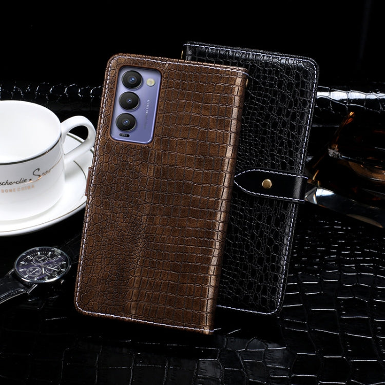 For Tecno Camon 18 idewei Crocodile Texture Horizontal Flip Phone Leather Phone Case(Black) by idewei