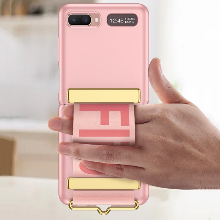 For Samsung Galaxy Z Flip GKK Ultra-thin Full Coverage Phone Flip Case with Wristband(Black) by GKK