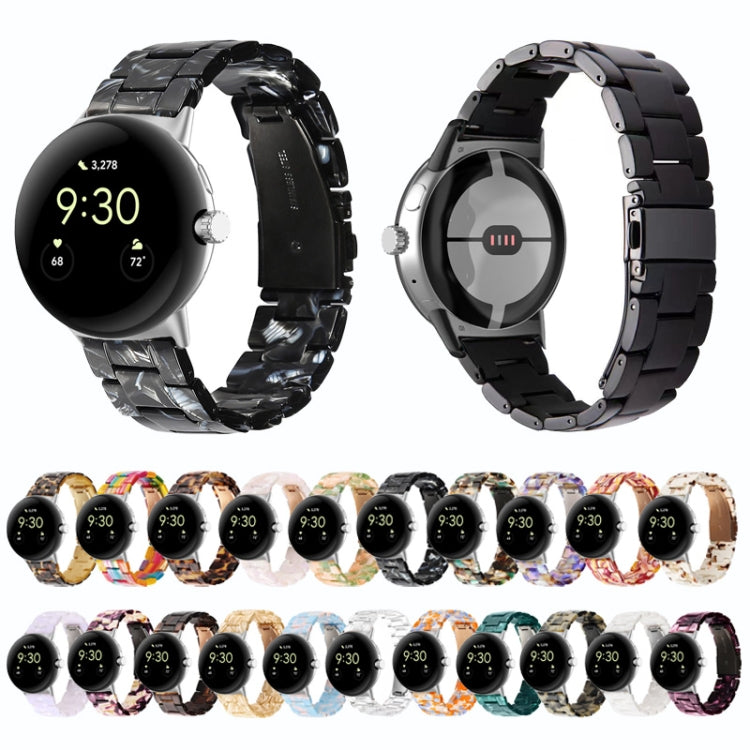 For Google Pixel Watch Three-beads Resin Watch Band(Dumb Army Green) by bashfashion