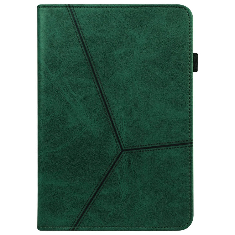 For Samsung Galaxy Tab A9 Solid Color Stripe Embossed Leather Tablet Case(Green) by bashfashion