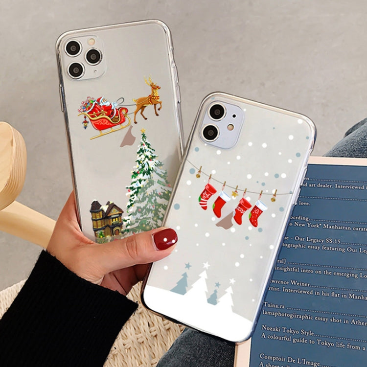For iPhone 13 mini Christmas Colored Drawing Pattern High Transparent Soft TPU Phone Case(Santa Claus) by bashfashion