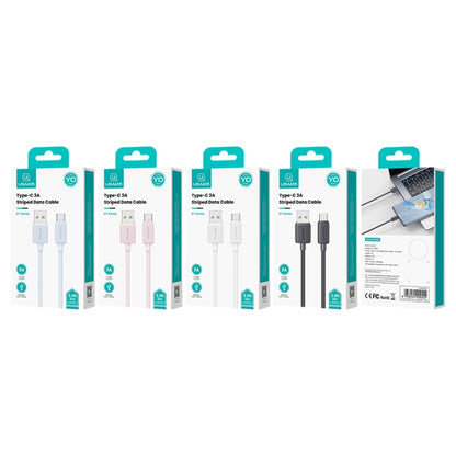 USAMS US-SJ693 USB to USB-C / Type-C 3A Striped Fast Charge Data Cable, Length:2m(White) by USAMS