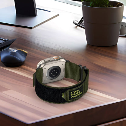 For Apple Watch Series 6 44mm Nylon Hook And Loop Fastener Watch Band(Army Green) by bashfashion