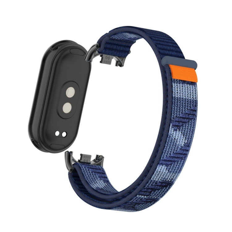 For Xiaomi Smart Band 9 / 8 Metal Connector + Loop Nylon Hook and Loop Fastener Watch Band(Quiet Blue) by bashfashion