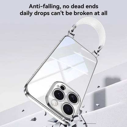 For iPhone 15 SULADA Electroplated Clear TPU Soft Frame Phone Case with Wrist Strap(Silver) by SULADA