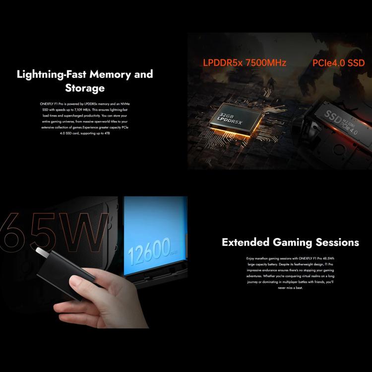 ONE-NETBOOK OneXPlayer F1 Pro 7 inch Handheld Game Console, 32GB+1TB, Windows 11 AMD Ryzen AI 9 365 CPU(EU Plug) by ONE-NETBOOK