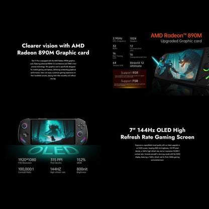 ONE-NETBOOK OneXPlayer F1 Pro 7 inch Handheld Game Console, 64GB+2TB, Windows 11 AMD Ryzen AI 9 HX 370 CPU(EU Plug) by ONE-NETBOOK