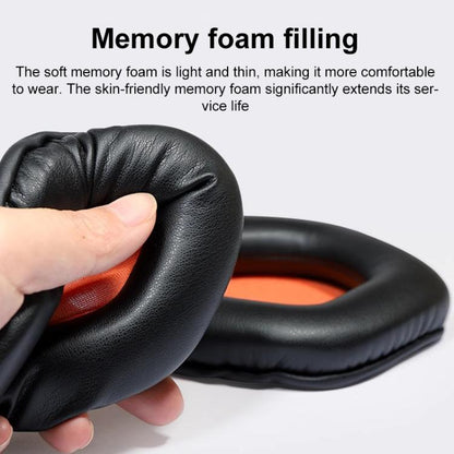 1 Pair Snap-on Replacement Earpads For ASUS ROG Strix7.1, Material:Ice Silk Fabric(Black Orange) by bashfashion