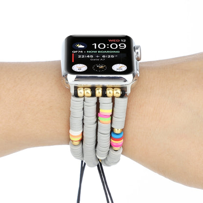Bohemian Style Soft Ceramic Beaded Strap For Apple Series 7 45mm / 6 & SE & 5 & 4 44mm / 3 & 2 & 1 42mm(Grey) by bashfashion