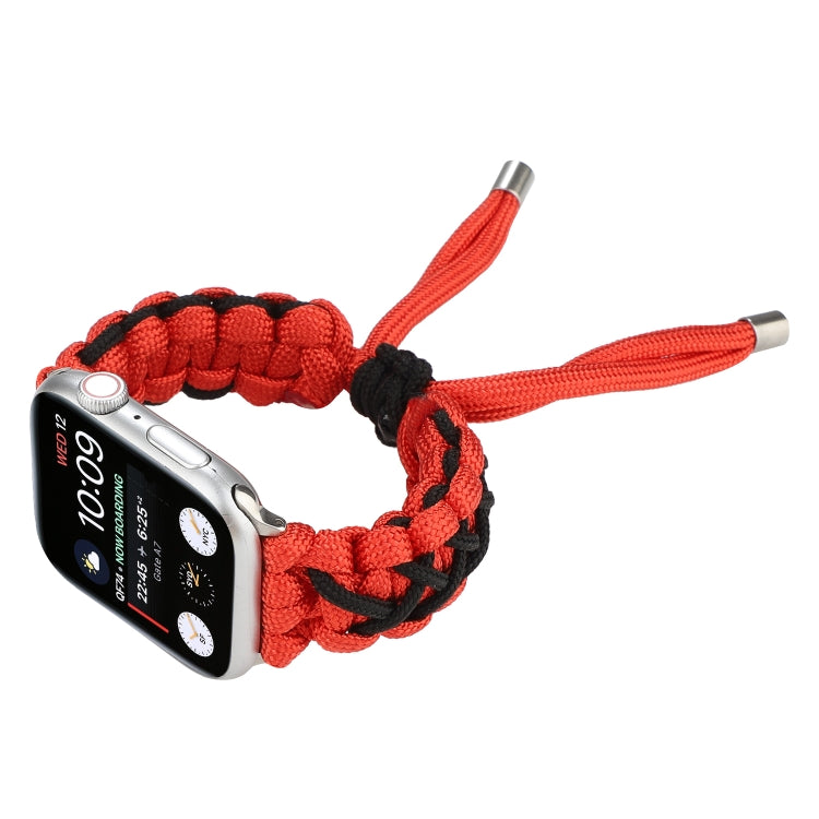 Braided Umbrella Cord Strap For Apple Series 7 45mm / 6 & SE & 5 & 4 44mm / 3 & 2 & 1 42mm(Black Red) by bashfashion