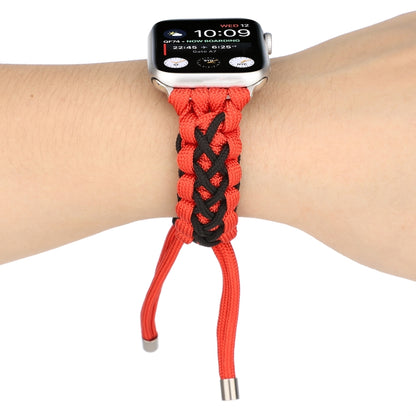 Braided Umbrella Cord Strap For Apple Series 7 45mm / 6 & SE & 5 & 4 44mm / 3 & 2 & 1 42mm(Black Red) by bashfashion