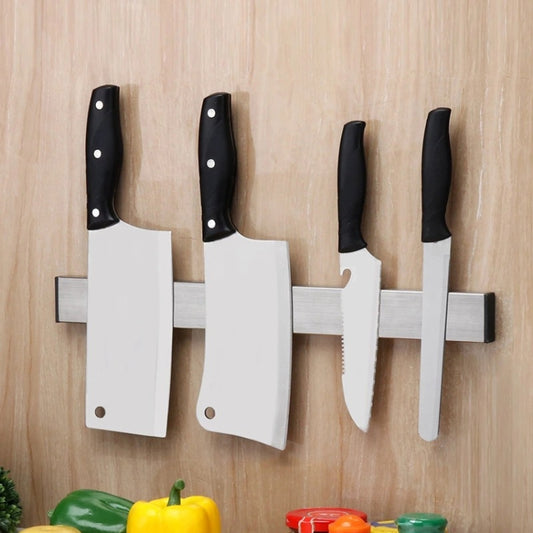 Kitchen Free Punching Wall-mounted 304 Stainless Steel Magnetic Knife Holder, Size:41x4x1.5cm by bashfashion