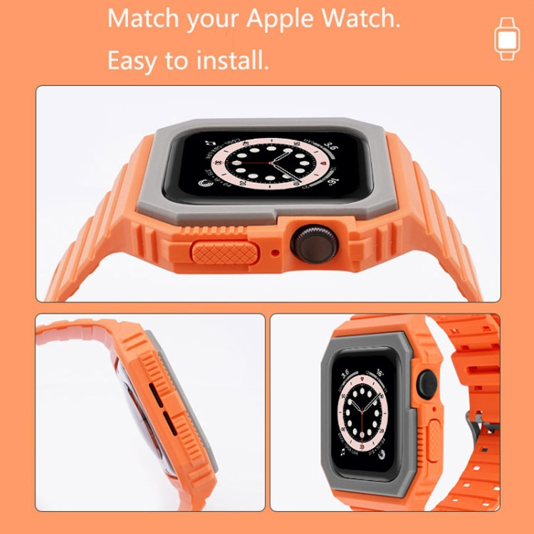 Silicone Strap with Case For Apple Watch Series 9&8&7 41mm / SE 3&SE 2&6&SE&5&4 40mm / 3&2&1 38mm(Blue+Red) by bashfashion