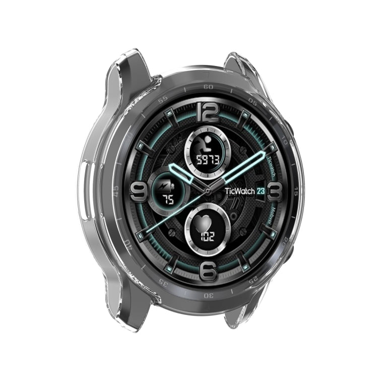 For Ticwatch Pro 3 GPS TPU Color Transparent Half Wrapped Protective Shell(Transparent Black) by bashfashion