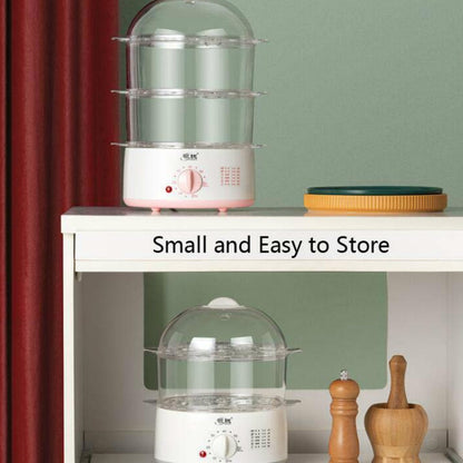 LINGRUI Timer Mini Multi-Function Egg Cooker Automatic Power Off Home Breakfast Machine, CN Plug, Specification:Double Layers(Grey) by bashfashion