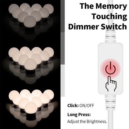 3 Color Temperature Mirror Front Lamp USB Simple Bathroom Makeup Light Bulbs, Power source: 2 LEDs by bashfashion