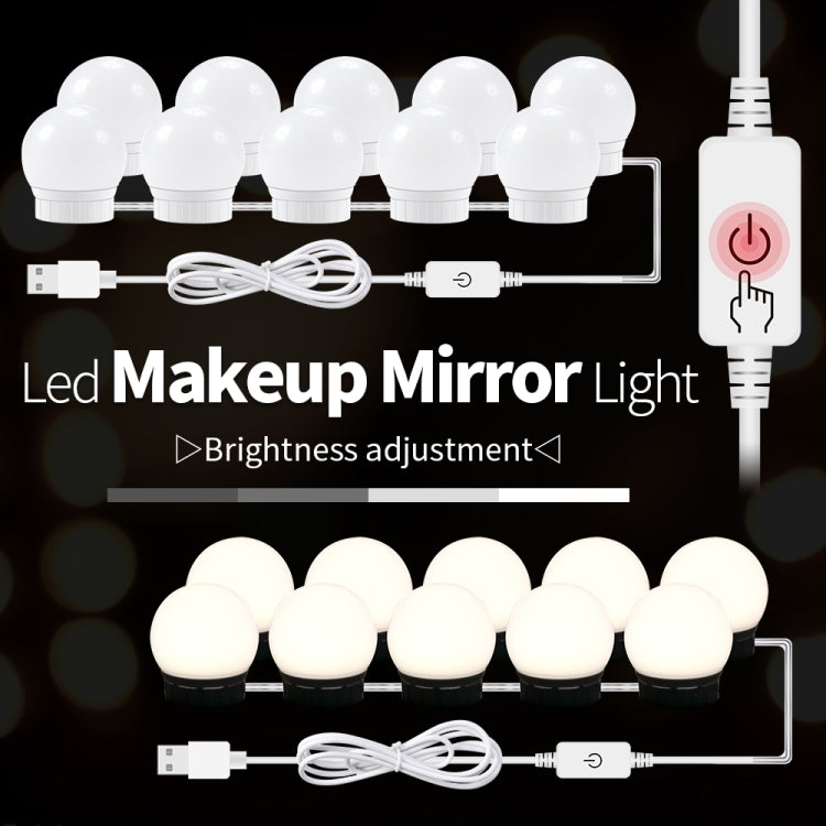 3 Color Temperature Mirror Front Lamp USB Simple Bathroom Makeup Light Bulbs, Power source: 2 LEDs by bashfashion
