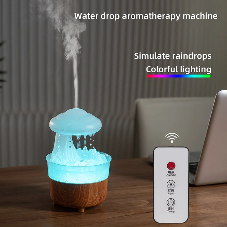 V50 Desktop Colorful Night Light Humidifier Wood Grain Water Drop Aroma Diffuser, Spec: UK Plug(Green) by bashfashion