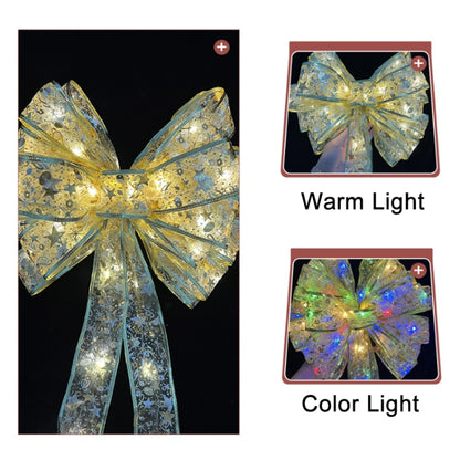 Christmas LED Lights Bronzing Double Ribbon String Lights, Specification: 10m(Gold Warm Light) by bashfashion