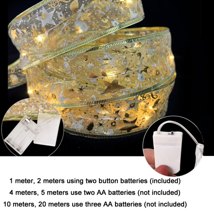 Christmas LED Lights Bronzing Double Ribbon String Lights, Specification: 10m(Gold Color Light) by bashfashion