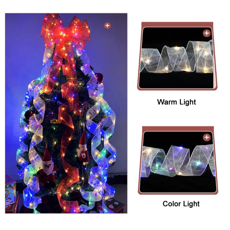 Christmas Ornament Double Light Board Yarn Ribbon String Lights, Specification: 5m(Silver Color Light) by bashfashion