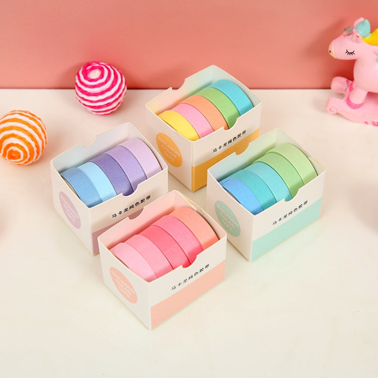5 Boxes Student Printed Hand Account Tape Set(Macaron Solid Color 2) by bashfashion
