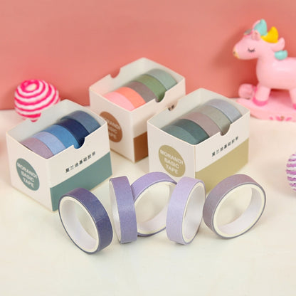 5 Boxes Student Printed Hand Account Tape Set(Macaron Solid Color 2) by bashfashion