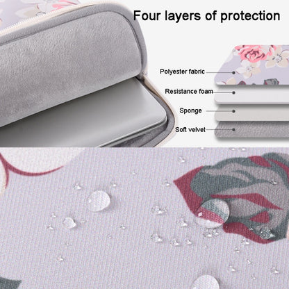 H40-B01 White Rose Pattern Laptop Case Bag Computer Liner Bag With Handle, Size: 13 Inch(Grey) by bashfashion