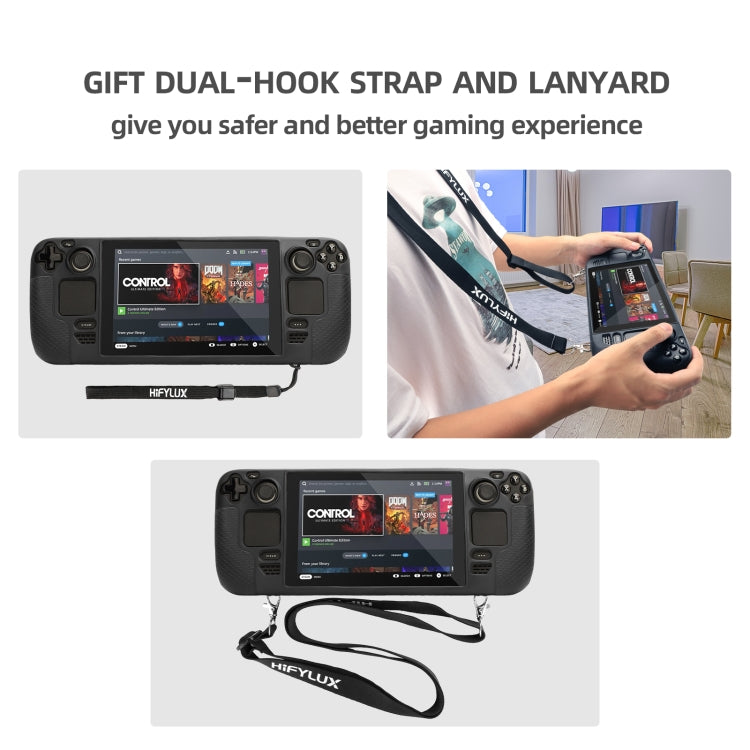 For Steam Deck Hifylux ST-PF14 Game Console Silicone Case Anti-scratch Non-slip Handheld Case Lanyard(Blue) by bashfashion
