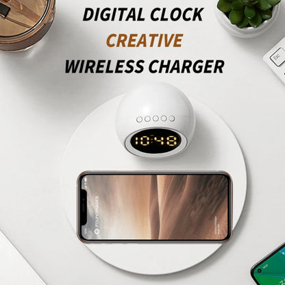 K22T 15W Multifunctional Rotatable Clock Night Light Wireless Fast Charger, Color: Wheat-color by bashfashion