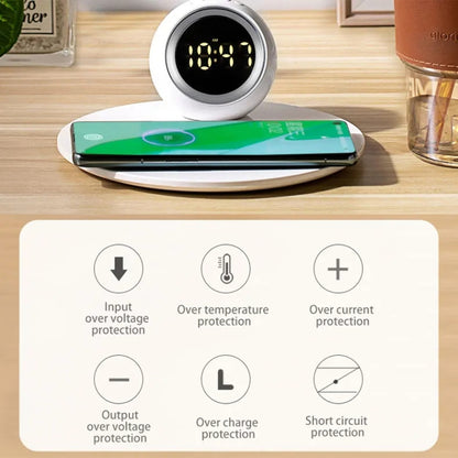 K22T 15W Multifunctional Rotatable Clock Night Light Wireless Fast Charger, Color: Wheat-color by bashfashion