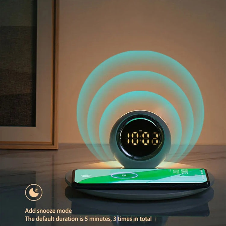 K22T 15W Multifunctional Rotatable Clock Night Light Wireless Fast Charger, Color: Wheat-color by bashfashion